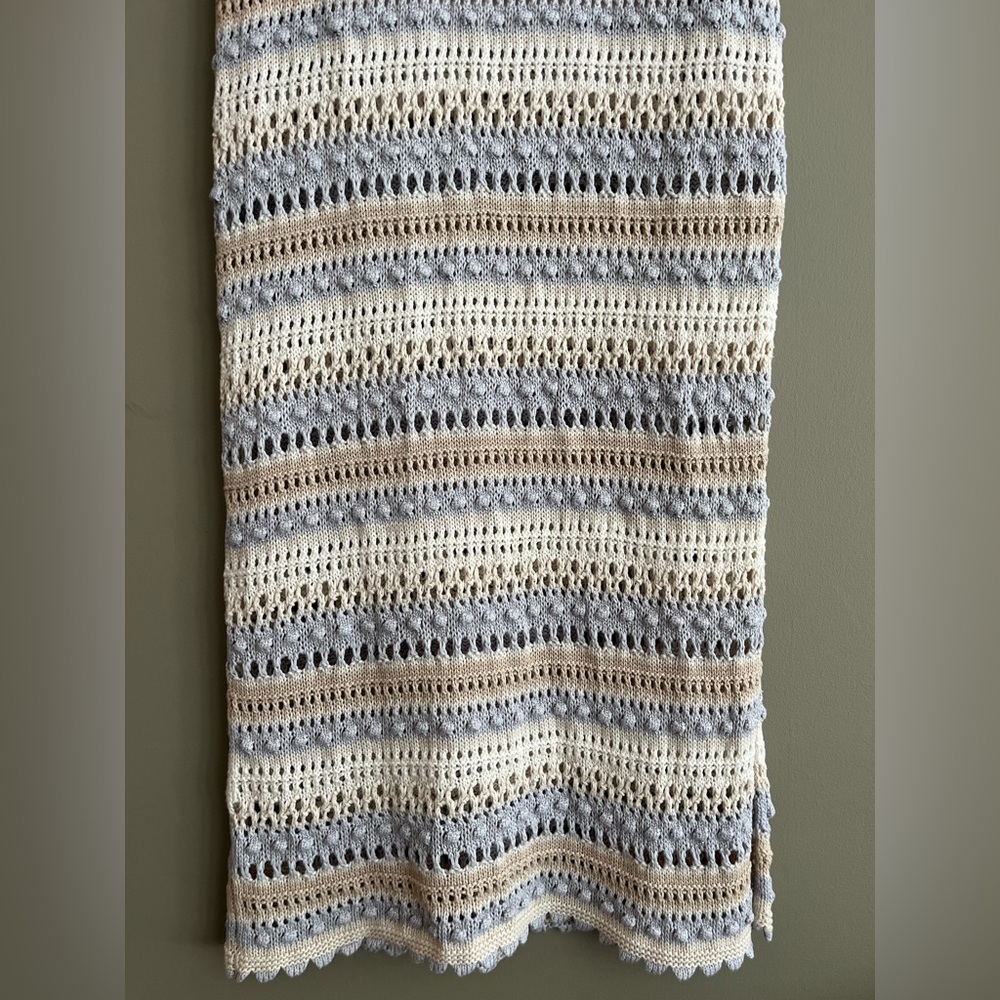 JESSICA SIMPSON Matching Crochet Set Maxi Skirt & Top - Blue & Cream size small - Picture 9 of 14